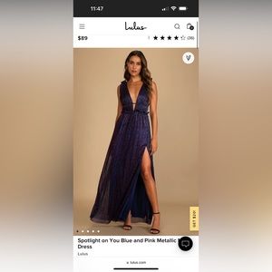 Spotlight on You Blue and Pink Metallic Maxi Dress Small